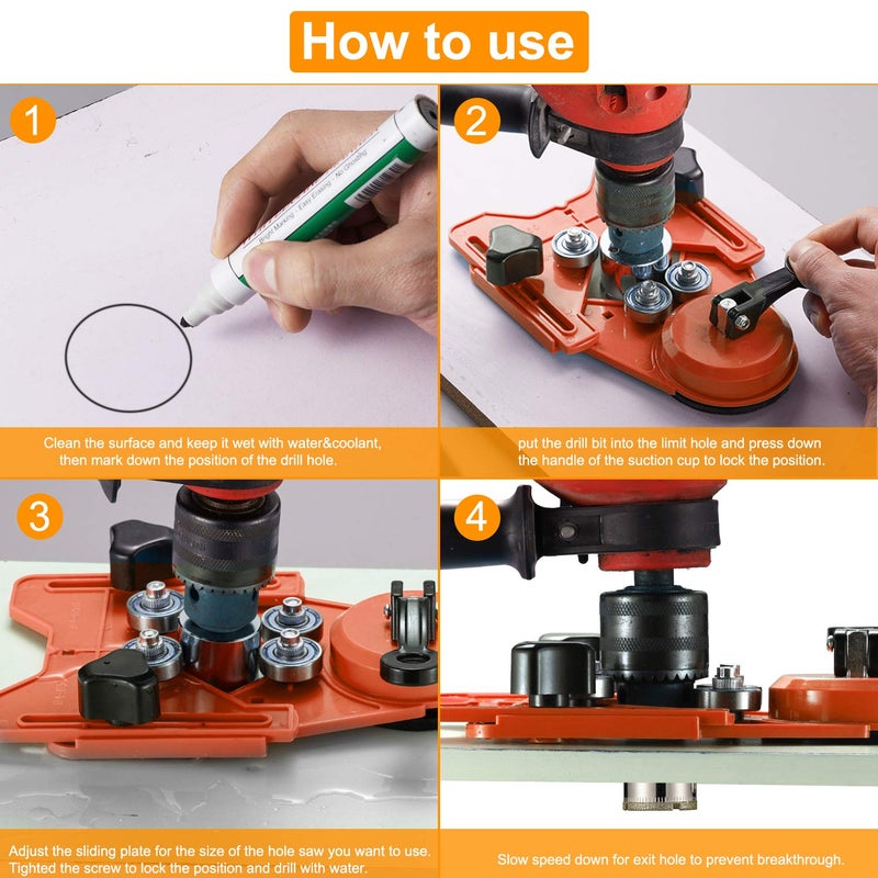 THINKWORK Diamond Drill Bits, Hollow Drill Hole Saw Set, 10-Piece Tile Opener with Hole Saw Guidance Fixture, Suitable for Ceramic, Glass, Tile, Porcelain, Marble - Image 5